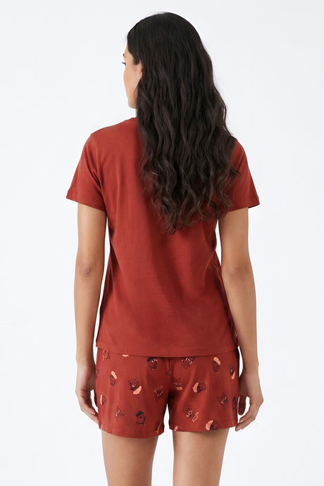 Zivame Farm Lore Knit Cotton Short Set - Burnt Brick — image 5